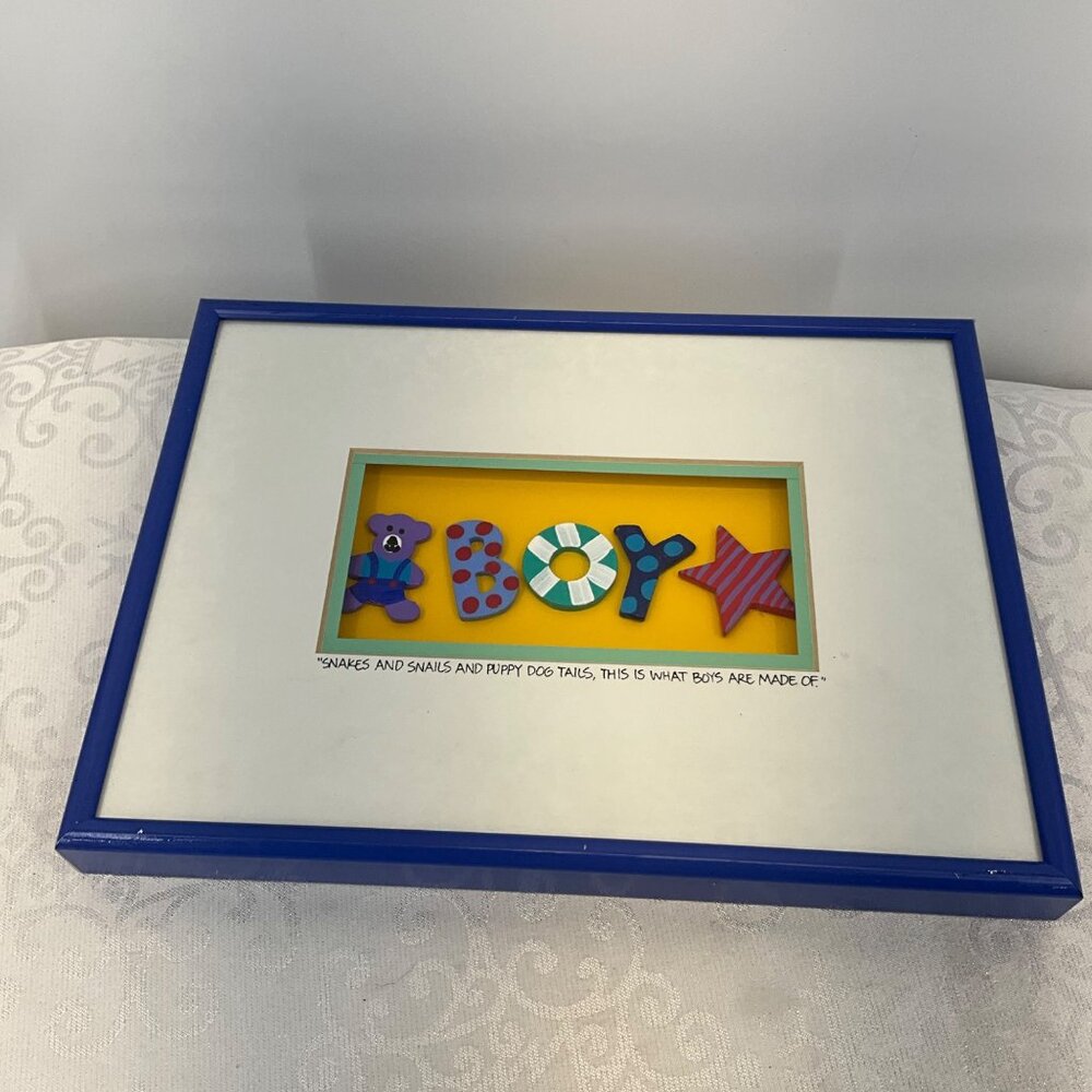 Bright‎ Star Designs Michelle Samara Boy Wall Art Bright Blue metal Frame